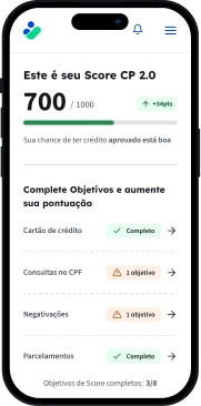 Celular na tela de score da Consumidor Positivo